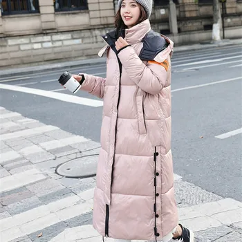 Snow Coat Padded Warm Jacket Glossy Down Jacket Winter Women Waterproof Coat Oversized Thick Long Parkas Hooded Feminina