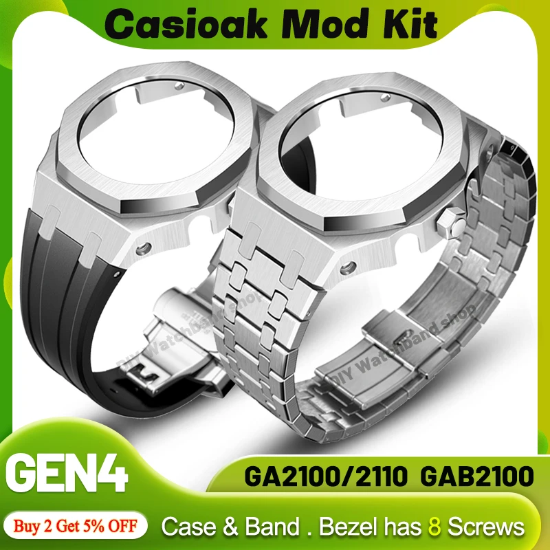 

Gen4 GA2100 GAB2100 Casioak Mod kit Modification Frame Metal Case Bezel Frame For ga2110 Metal Rubber Strap Accessory Wholesale