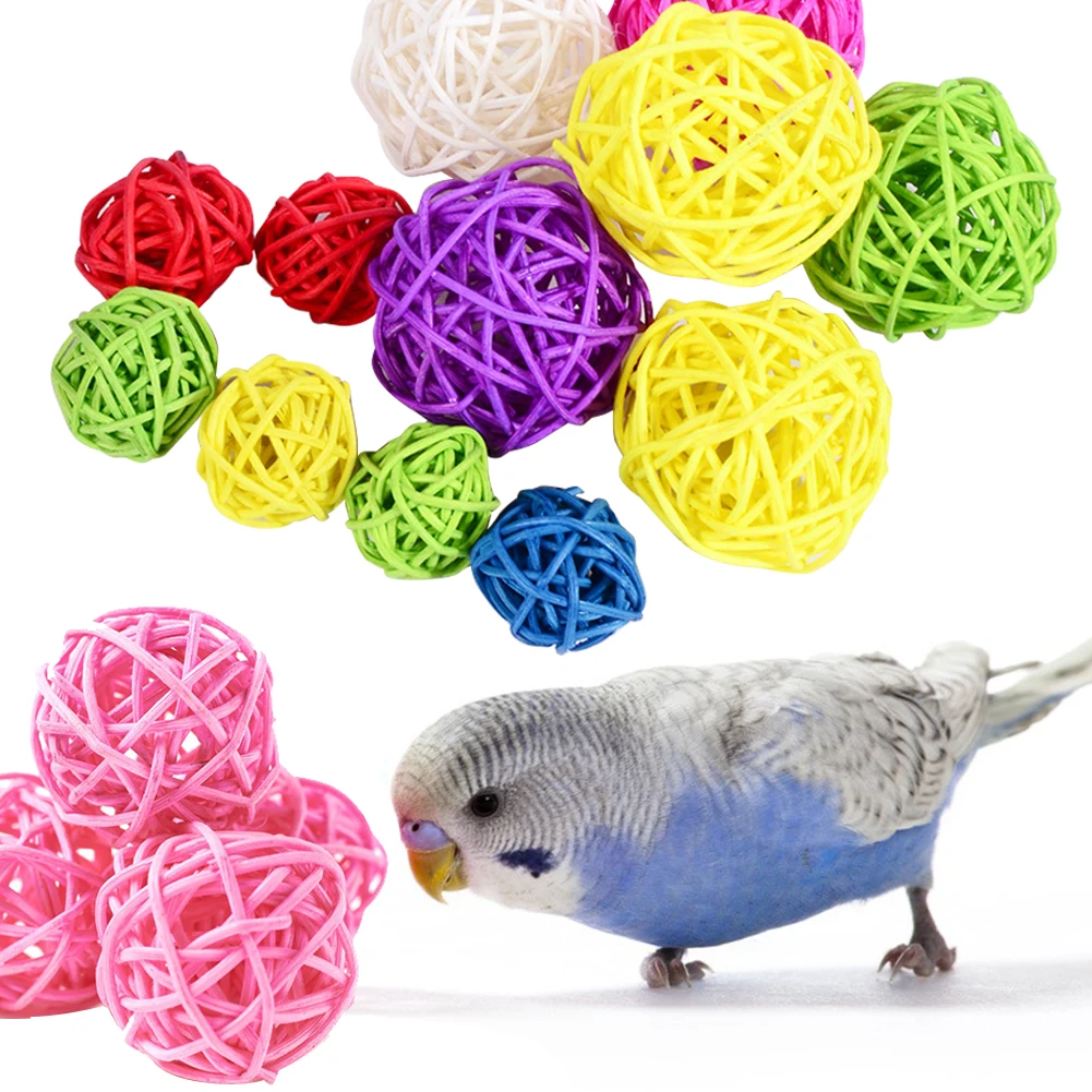 Primary Color Sepak Takraw Parrot Chewing Toy Ball Pet Bird Foot Scratching Toy 10pcs