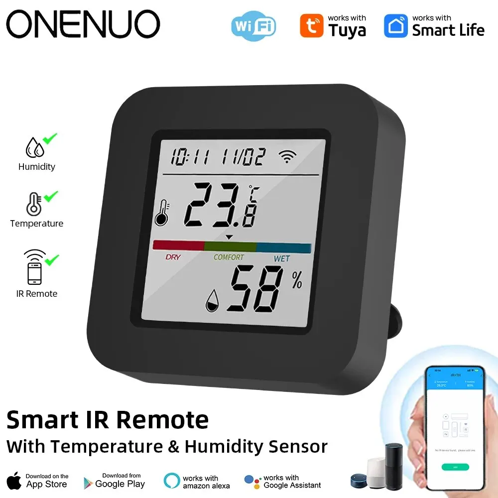 ONENUO-Télécommande universelle intelligente Tuya, IR, capteur de température et d'humidité, TV, climatiseur, fonctionne avec Alexa, Google