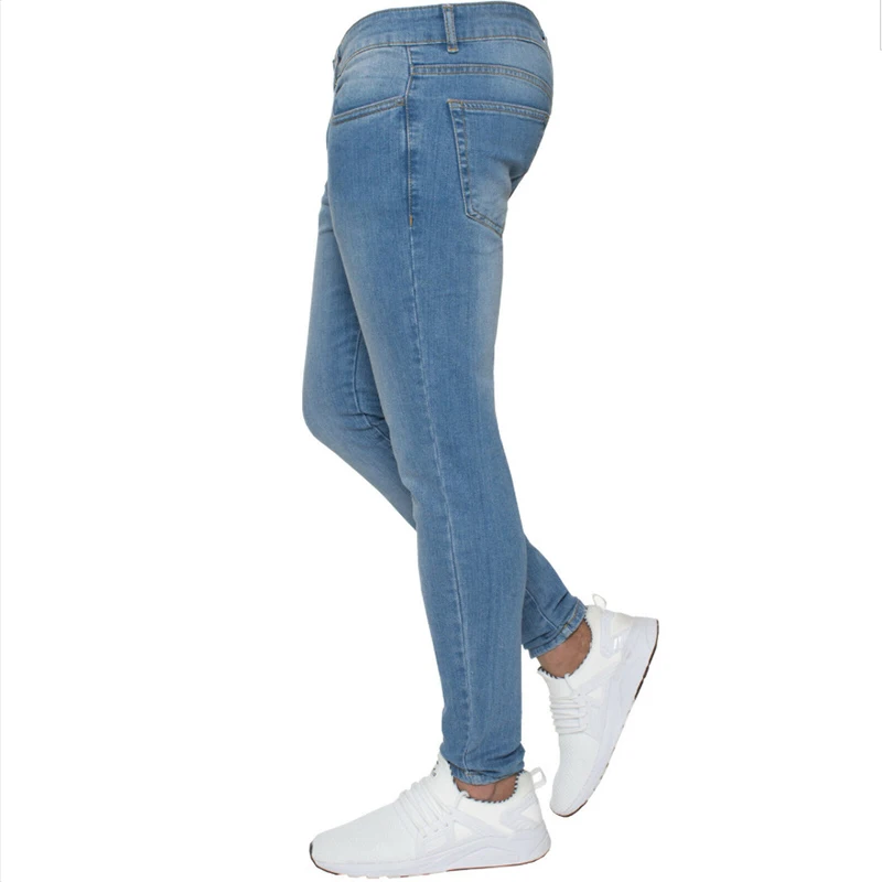 New Men's Stretch Skinny Jeans Fashion Elastic Cotton Slim Denim Pants Male Plus Size Pencil Pants Pure Color Casual Trousers