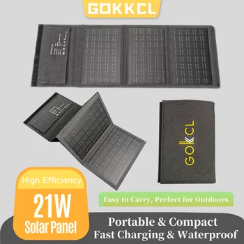 21W Monocrystalline Solar Panel Portable Foldable Waterproof Charger for Outdoor Camping Hiking Travel Emergency Power