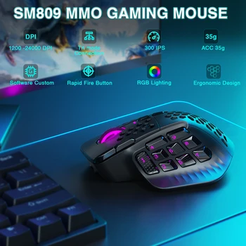 SOLAKAKA SM809 Pro Wireless MMO Gaming Mouse 2