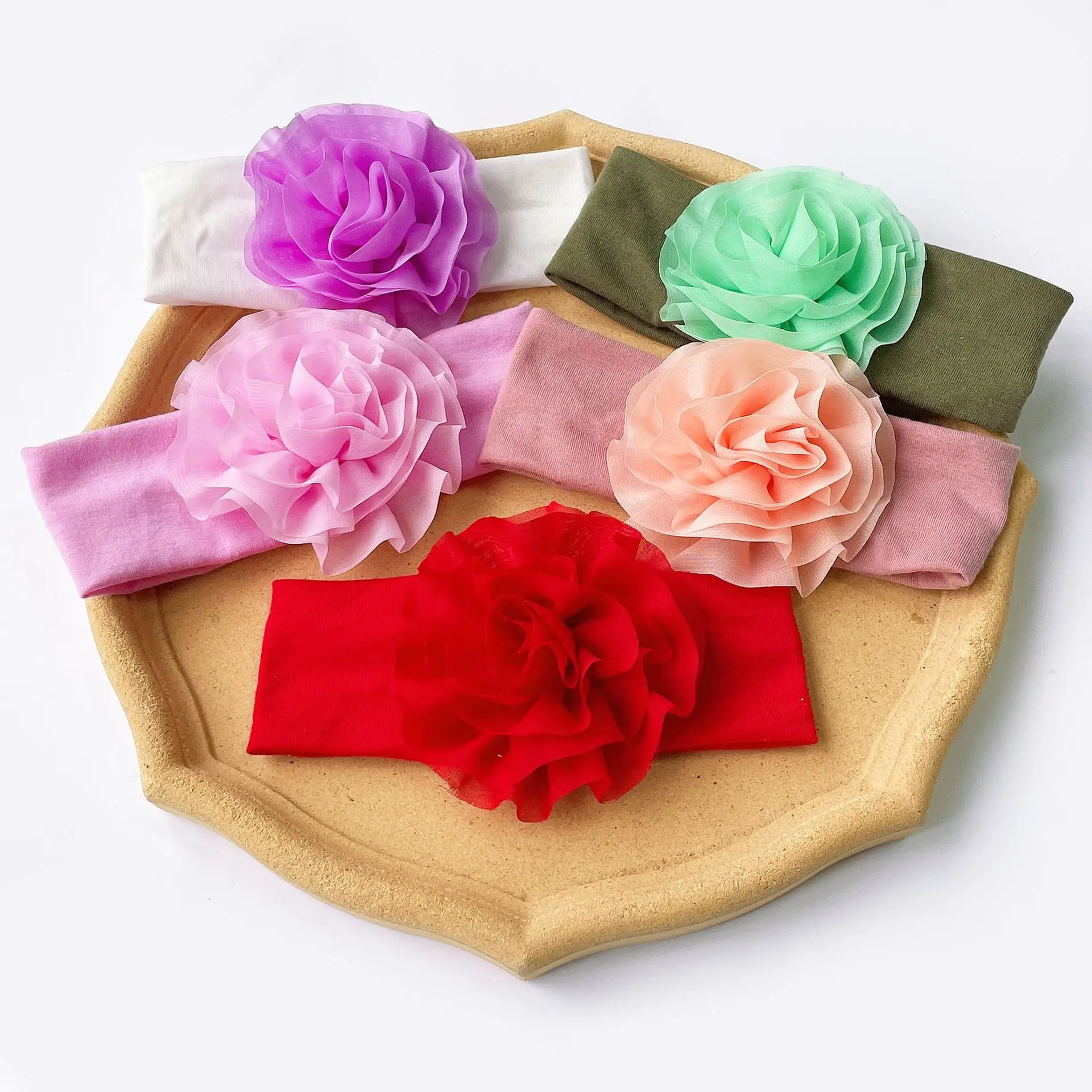 

Accessories for Girl Baby Flower Head Bands Solid Color Turban Baby Girl Elastic Hair Bands Kids Headwear
