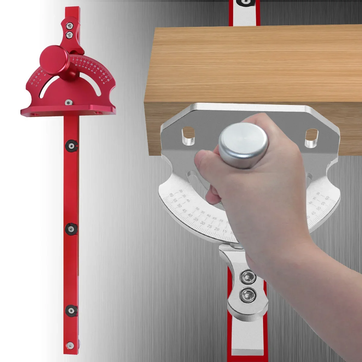 Universal Table Saw Miter Gauge Aluminum Alloy Precision Miter Gauge W/ Fixed Angle Gear Shifting Hole T Track Angle Ruler Woodworking Tool