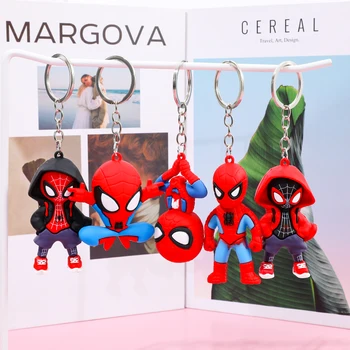 5PCS Marvel Spider Man Keychain Hoodie Action Figures Blind Bag Keychain Pendant Student Backpack Shoulder Bag Womens Bag Keycha