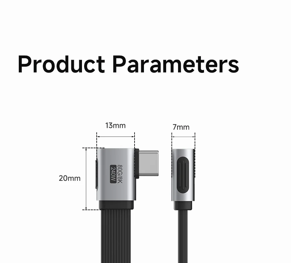 USB-C Short Cable USB4 V2.0 240W 80Gbps – L-Shaped Plug Hagibis