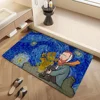 Cartoon Van Gogh Hallway Carpet Non-Slip Laundry Room Mat Laundry Decor Balcony Child Living Room Toilet Rug 3