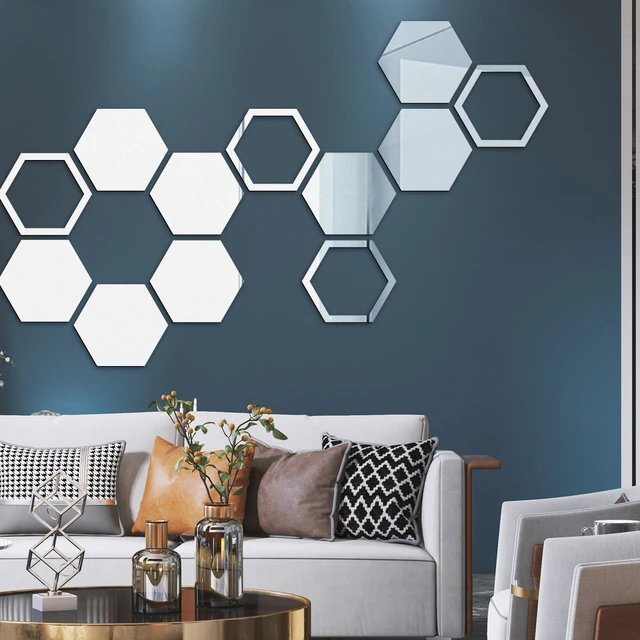 wholesale acrylic hexagonal wall sticker mirror