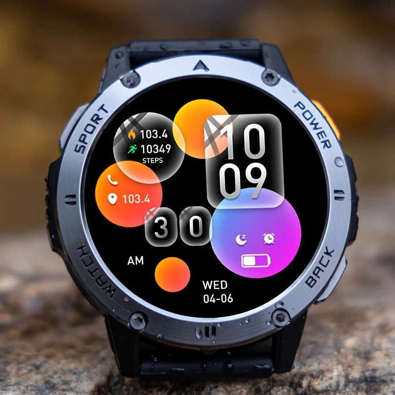2026 Smart Watch Men's Watch Sport Health Tracker Compass Flashlight 400mAh Battery Bluetooth Call Waterproof Durable Smartwatch 1