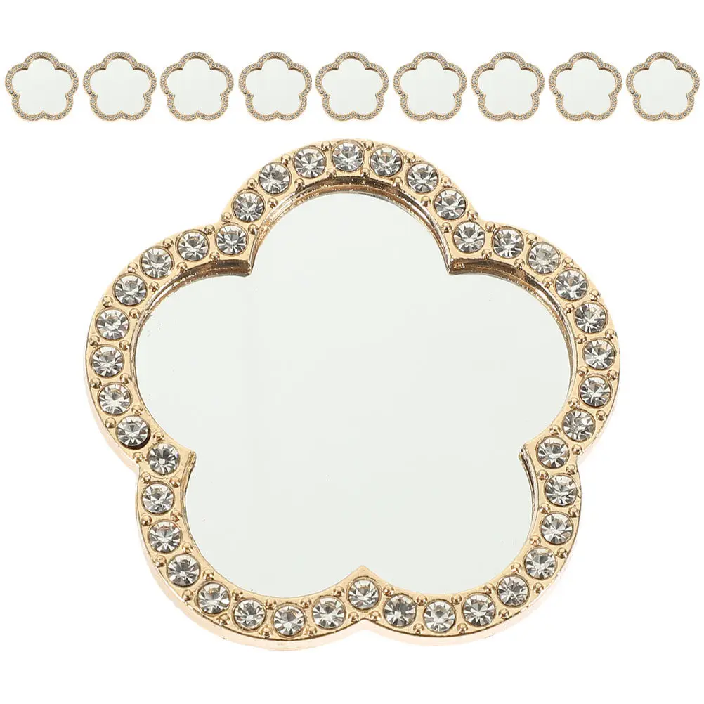 10Pcs 뷰티 DIY 거울 꽃 모양 작은 거울 타일 공예 예술 프로젝트를위한 작은 미니 거울 홈 장식 작은 사각형