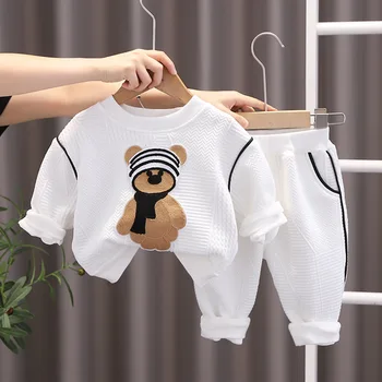 Set per bambini Abbigliamento per bambini Vestiti per neonato Cotone Primavera Autunno Cartoon Maglione a maniche lunghe Abito casual Top Pantaloni Abiti