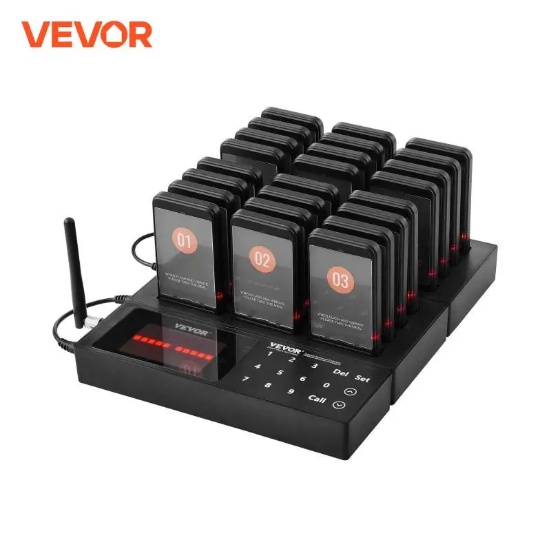 VEVOR 24 Buzzers Restaurant Pager System Touch Panel Wireless Calling System for Coffee Shop Restaurant Guest Queue Pager