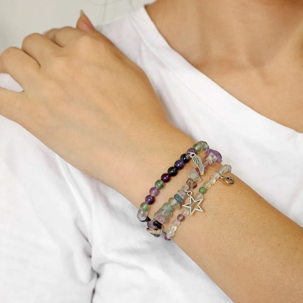 3 stücke bunte unregelmäßige Chip Stein Armband Set Männer Frauen handgemachte Lapislazuli Perlen Anhänger Armbänder Paar Reichtum Schmuck – Detail 13