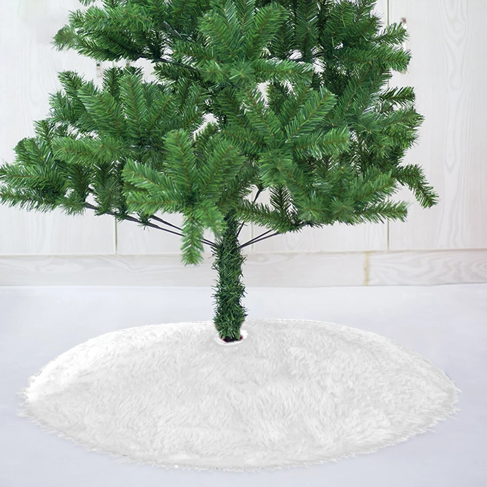 Description Picture 6 of item1x White Christmas Tree Plush Skirt 78-122cm Christmas Long Plush Tree Skirt Base Floor Mat Cover Christmas Party Theme Ornament