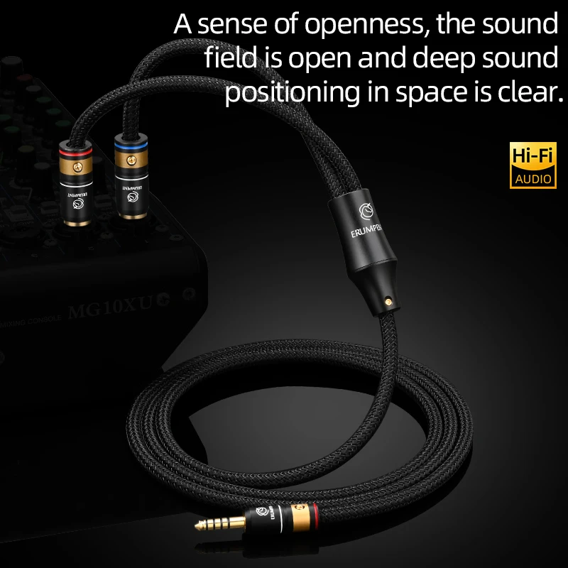 Фото 6N OCC HiFi 4,4 мм к двойному 6,5 мм аудиокабель с позолоченным штекером, сбалансированный 4,4 Джек к двойному 6,5 TRS аудиосигналу, кабель усилителя №5