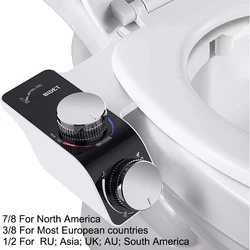 Deluxe Non-Electric Bidet Attachment with Dual Self-Cleaning Nozzles and Adjustable Temperature Control - G3/8 (Hot and Cold)