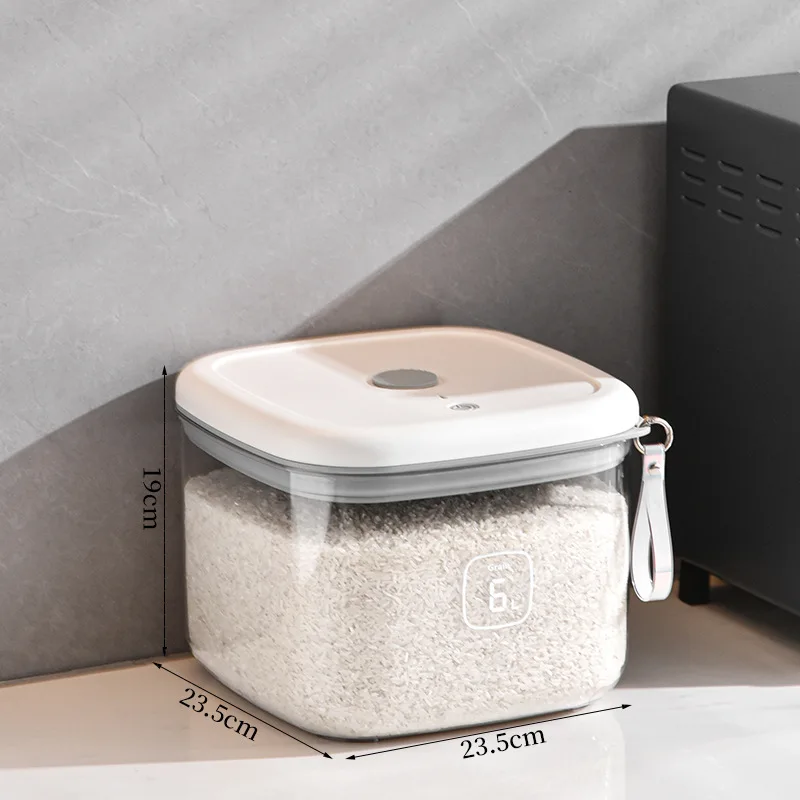 Vacuum Rice Bucket Kitchen Rice Bucket Box Sealed Large Capacity Intelligent Dustproof Grain Can Glass Jar 6