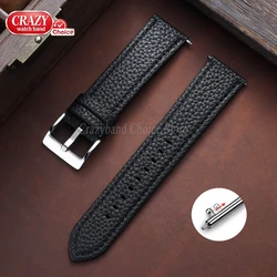 Elegant Quick Release Vintage Leather Watch Strap - Brown Replacement Bracelet Accessory - 22mm (Black)