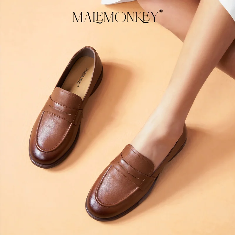 

Loafers Women Brand 2023 Spring Designer Loafers Women Gene Leather Flats Non-slip Breathable Female Shoes Handmade