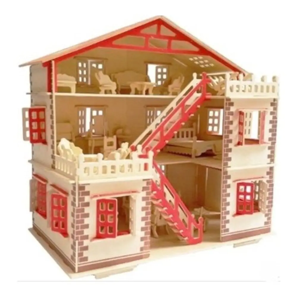 3D Деревянный большого размера Maket Game House + 15 Parça Wood Furniture качественный материал MDF