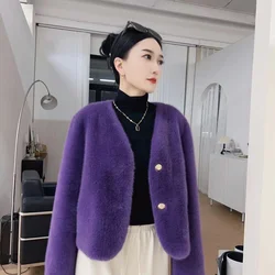 2023 Women Faux Fur Coat Autumn Winter High Quality Fluffy Short Coat Mink Faux Fur Jacket Ladies furry Fashion Tops