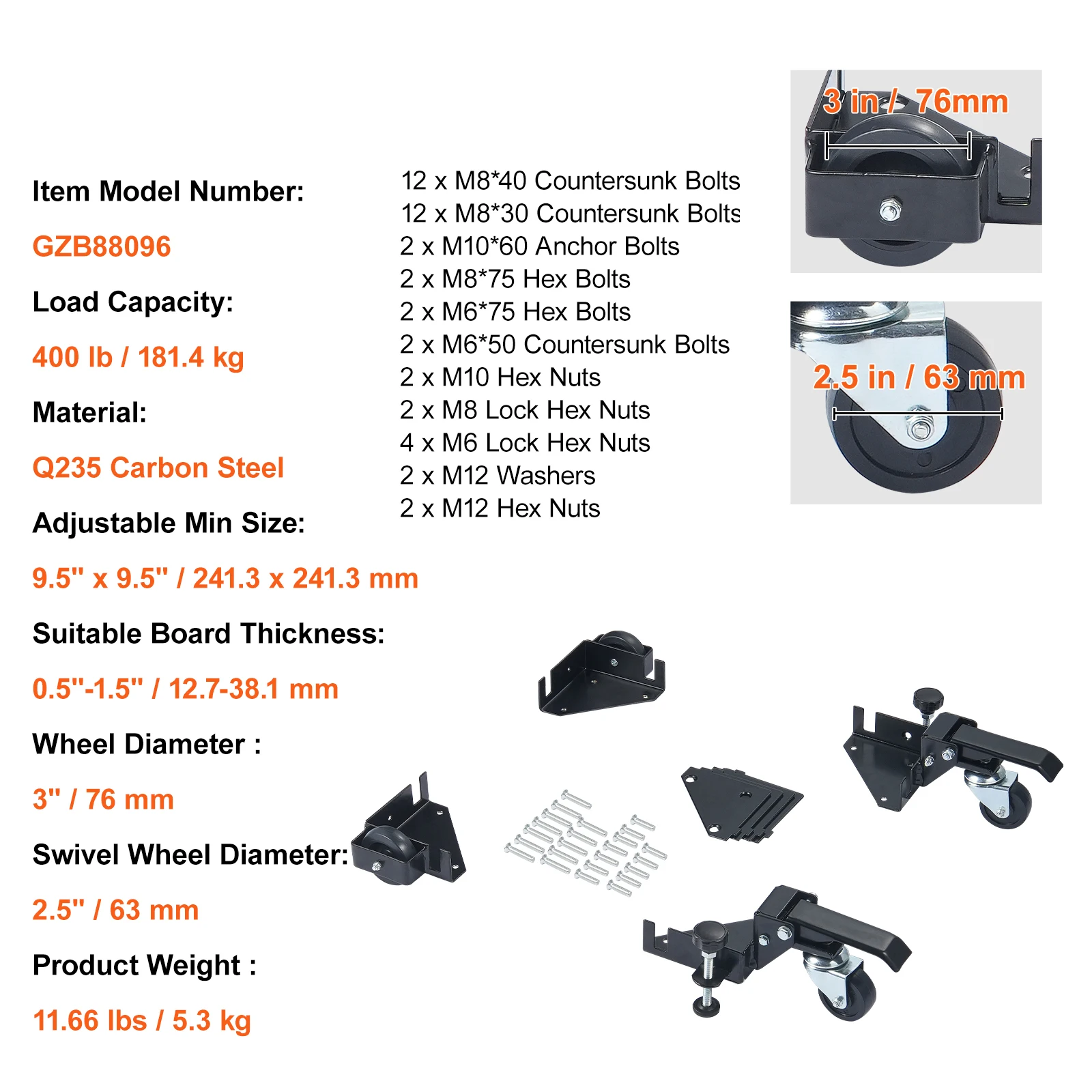 SucceBuy Mobile Base Heavy Duty Universal Mobile Base Stand Swivel Wheels for Woodworking Equipment Bandsaw Power Tools Machine