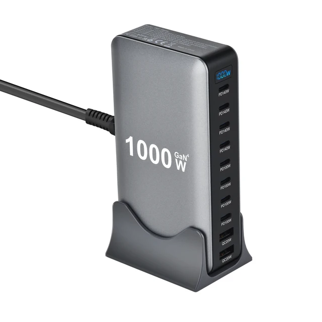 2026 New 1000W GaN Fast Charger PD3.1 USB Type C 10-Port DesktopFast Charging Station Adapter for Mobile & Tablets Dropshipping