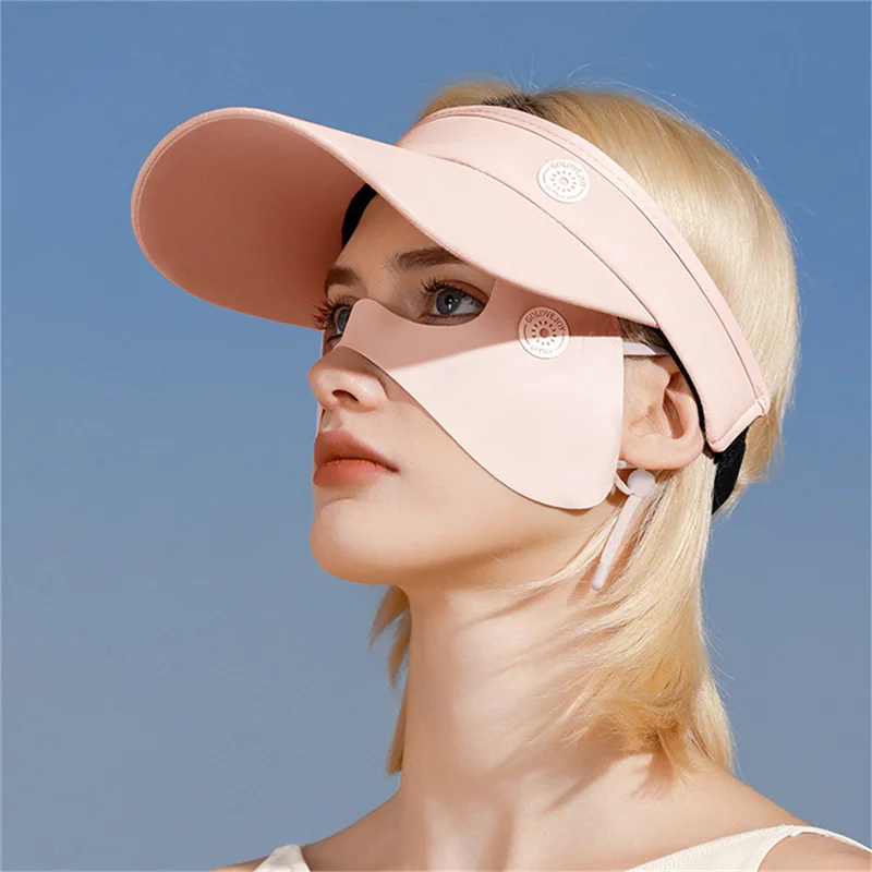 Summer Ice Silk Mask Sunscreen Face Scarf Solid Color Eye Patches UV Protection Veil Riding