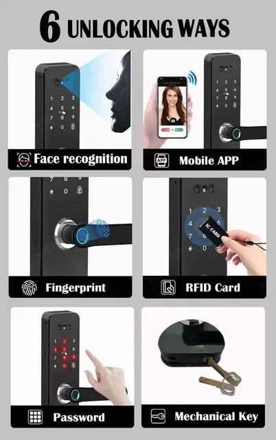 003 3D Face Recognition Camera With Handle and Keyless Fingerprint Smart Lock 6