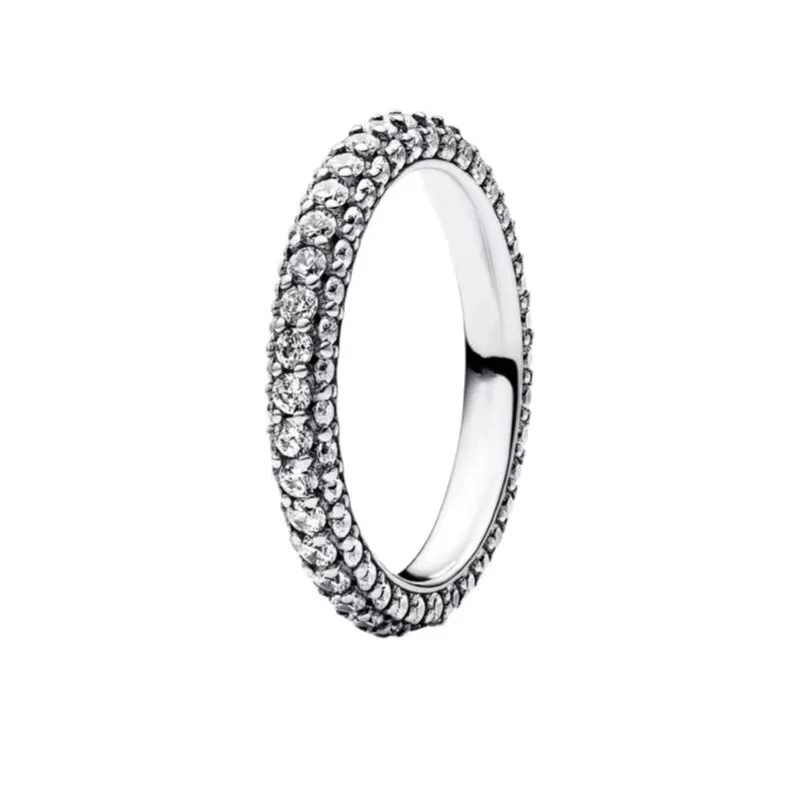 Winter Collection 100%925 Sterling Silver Ring Luxury Love full Zircon ring of different widths Girlfriend Gift women's jewelry 6