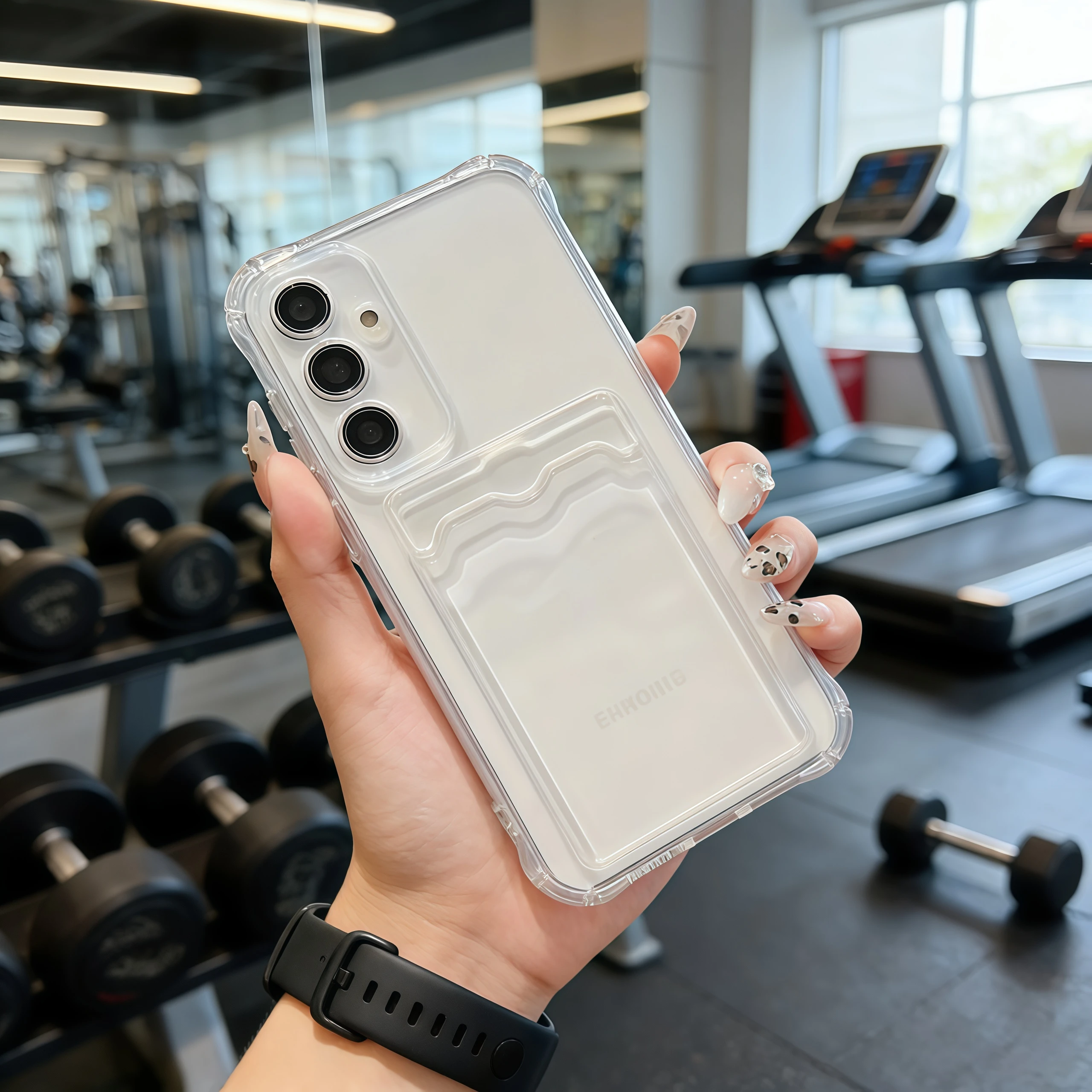 Silicone Clear Shockproof Phone Case with Card Slot Back Cover