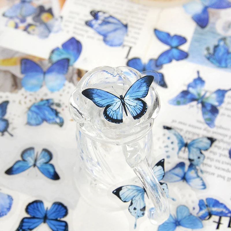 

40Pcs Butterfly PVC Transparent Stickers Colorful Butterflies Scrapbooking Stickers For Journal Album Thin Stationery DIY Decor