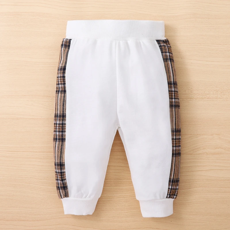 PatPat 2pcs Baby Boy/Girl Long-sleeve Plaid Print Bear Embroidered Sweatshirt and Sweatpants Set images - 6