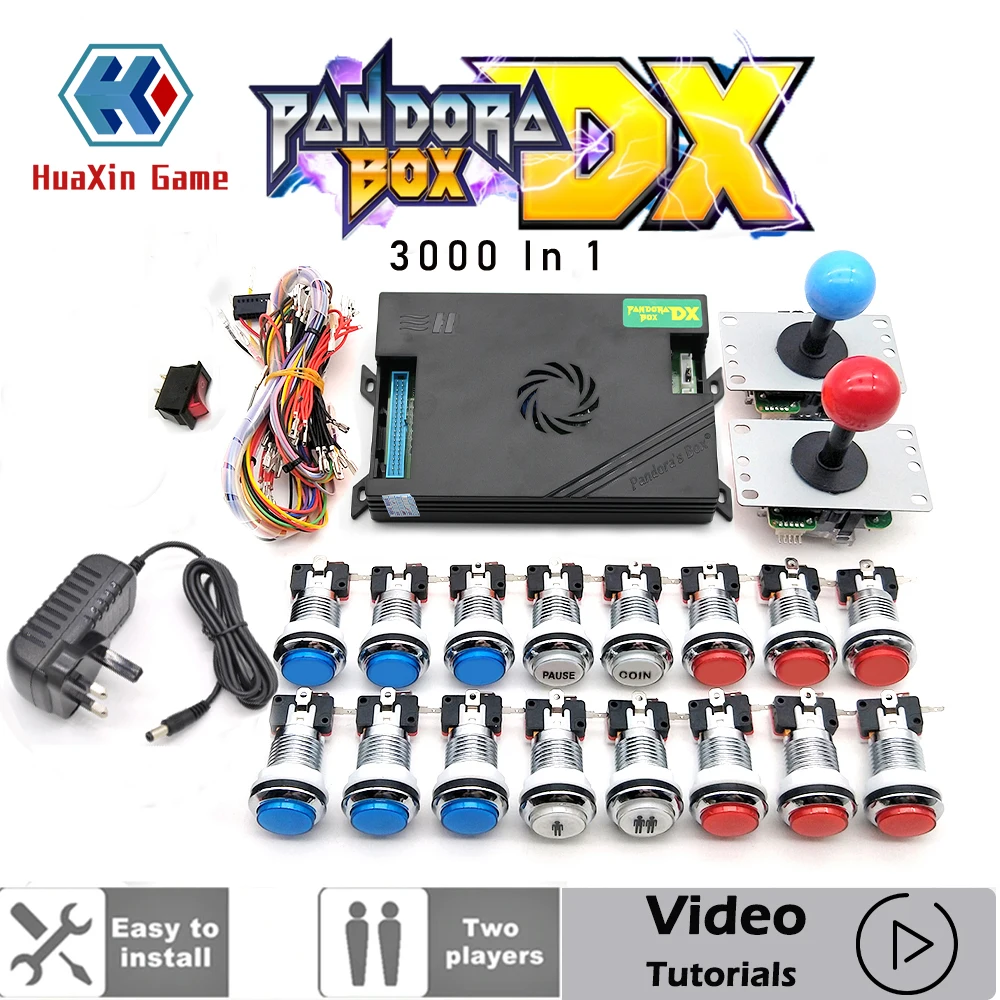 2 Player Copy Sanwa Joystick, Chrome LED Push Button, Original Pandora Box DX Kit DIY Arcade Machine Home Cabinet with Tutorial folding calligraphy copybook running regular script chinese classics collection su shi mi fu original large character copy book