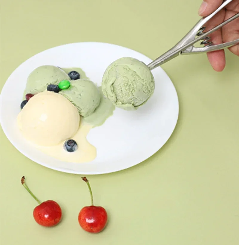 Description Picture 2 of itemâ€‹Stainless Steel Ice Cream Scoop with Spring Handle Multi-Purpose Polished Scooper for  Dessert Mashed Potatoes  Fruit  Balls