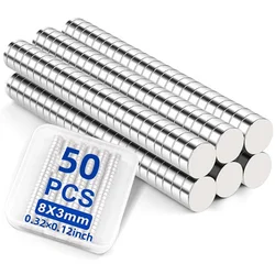 Versatile Mini Round Magnets - Pack of 8, Ideal for Home, Office, and Crafts (D8H3mm - 50PCS)