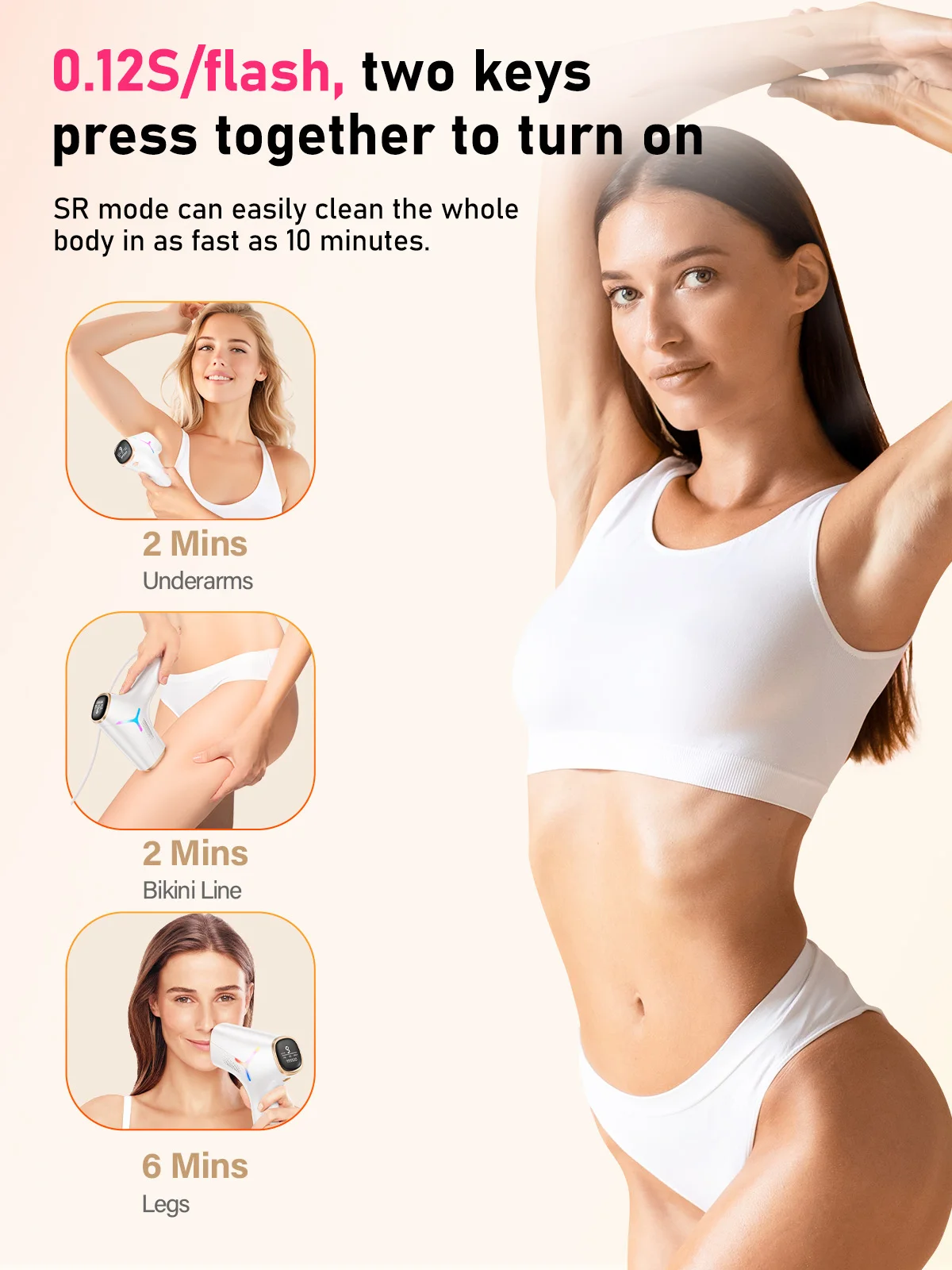 ✨ מכשיר הסרת שיער IPL לצמיתות — סלון בבית בלי כאב, לכל הגוף (9 עוצמות, IGBT, כולל משקפי מגן וסכין) - תמונה 2