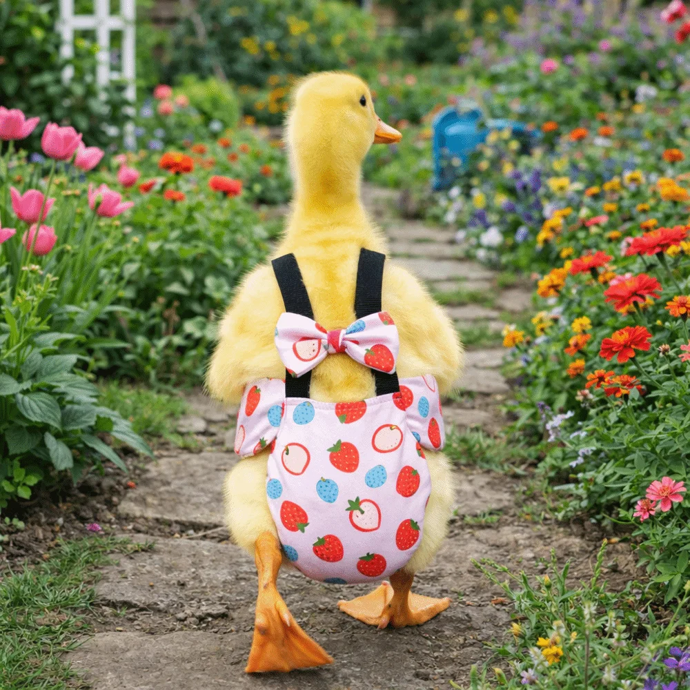 Canardeau en couche fraise - Accessoire adorable jardin