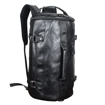 Black Men Multifunction Travel Bag PU Leather Casual Large Capacity Laptop Rucksack Male Hike Bucket Backpack 1 Black Men Multifunction Travel Bag PU Leather Casual Large Capacity Laptop Rucksack Male Hike Bucket Backpack