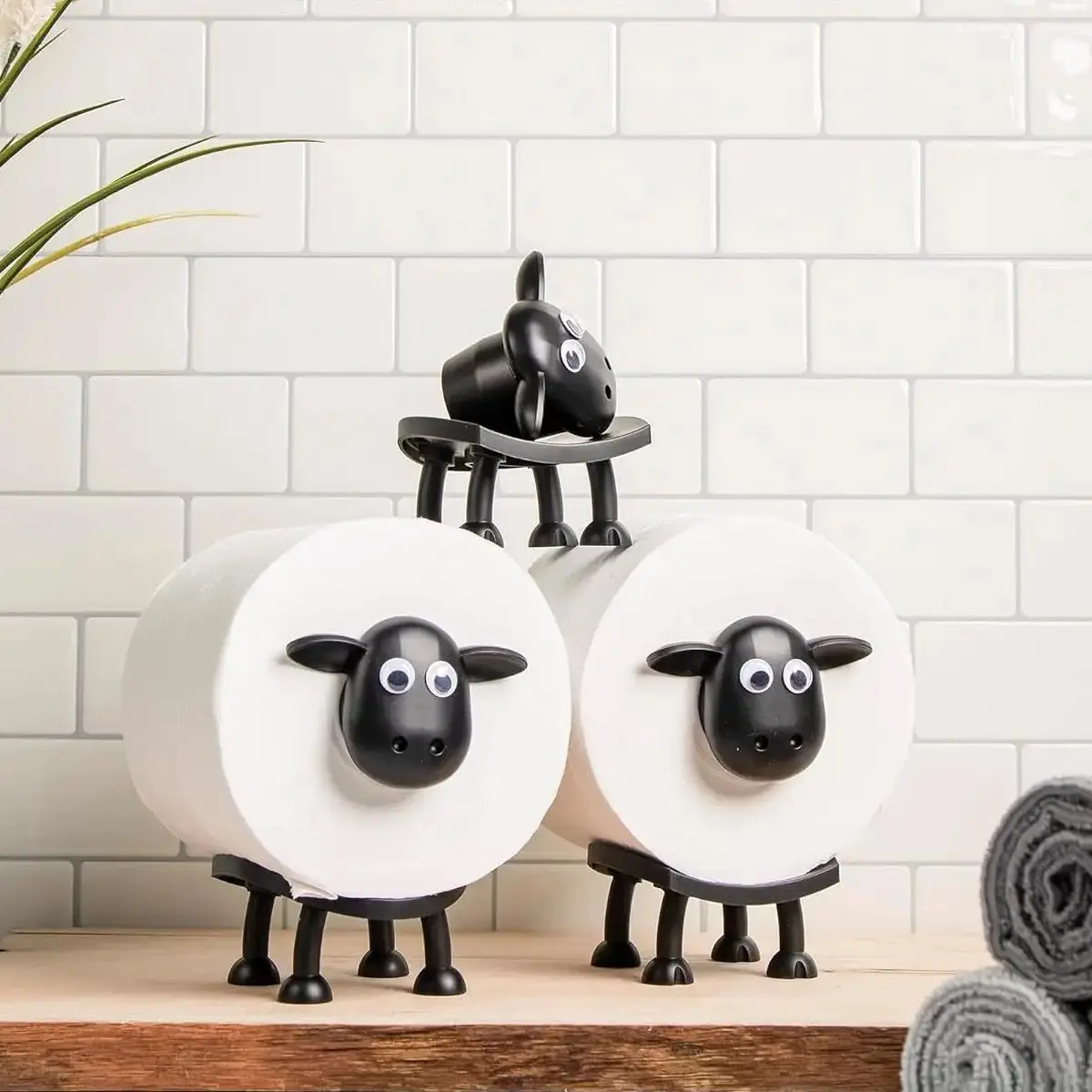 1pc Cute Sheep Dog Shape Toilet Tissue Rack Free Standing Storage Roll Paper Holder Animal Shape Decorative Toilet Paper Rac
