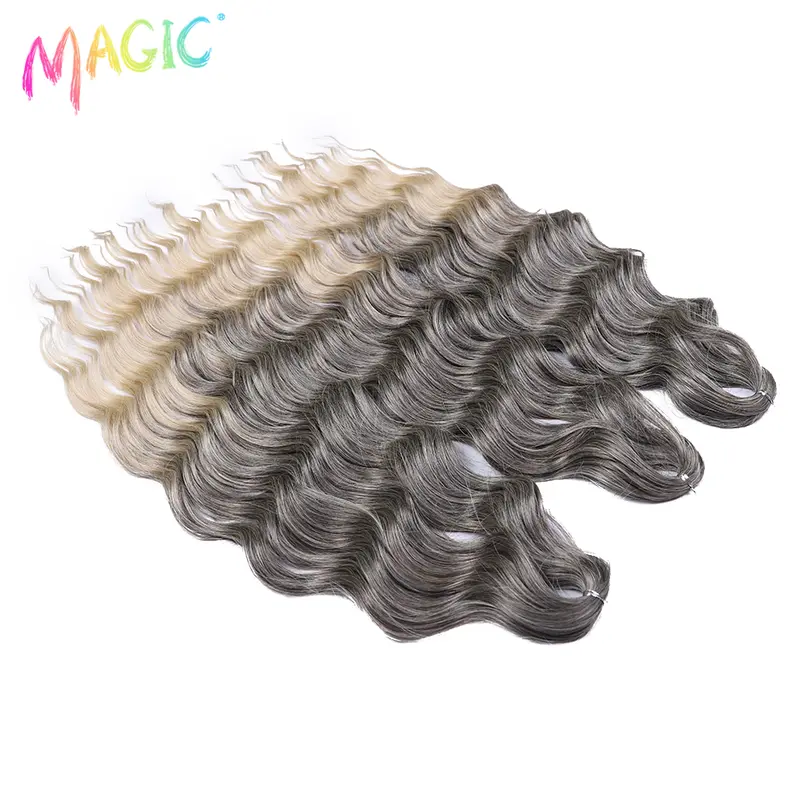 Anna Synthetic Hair 24 Inch Water Wave Braiding Hair Extensions Ombre Blonde Deep Wave Afro Curl Twist Crochet Hair for Women - Image 3