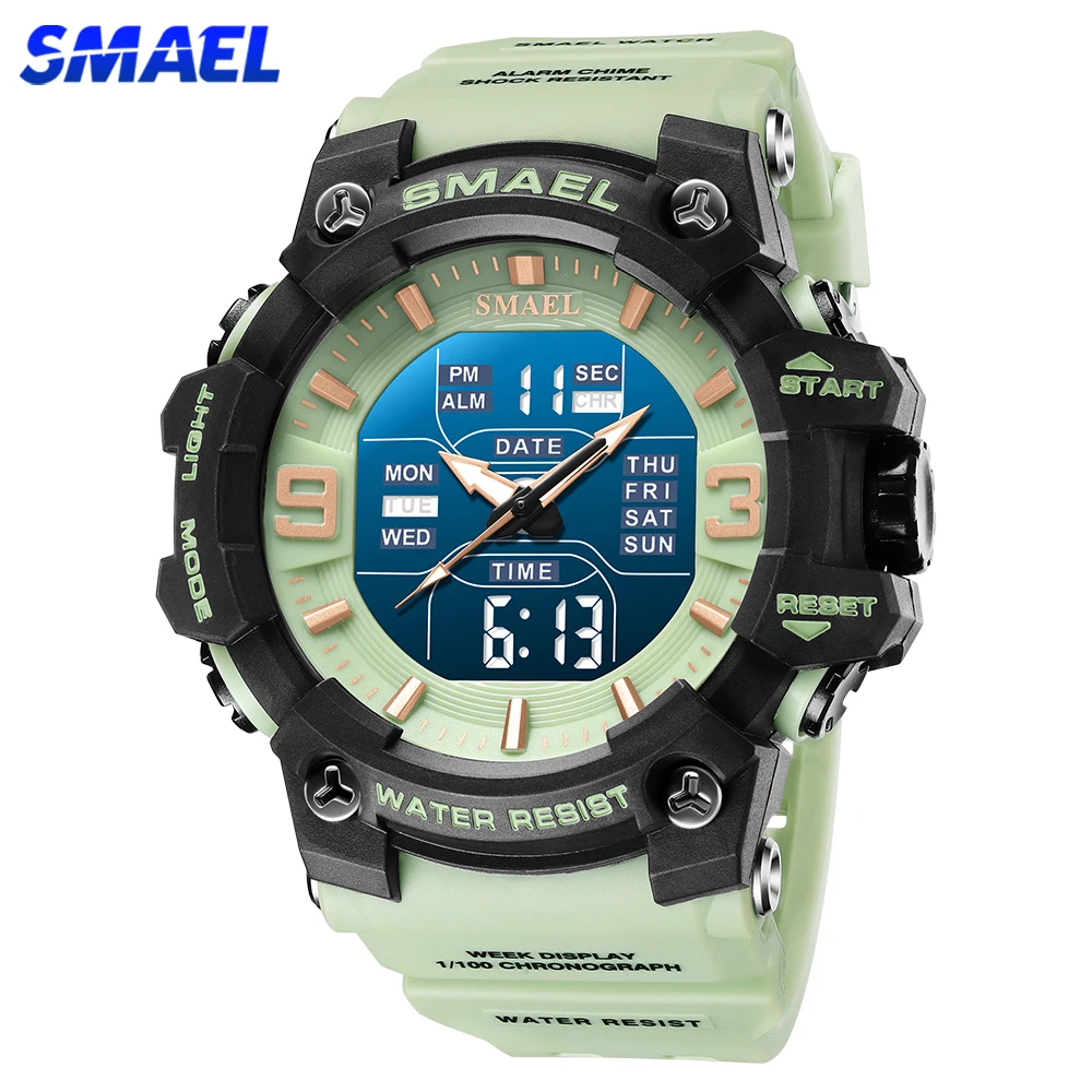 SAMEL Sport Style Men Digital Watch Shock Military Watches Dual Display Waterproof Army Time Quartz Wristwatch Male Sports Clock casio g shock g lide world time quartz gbx 100 1 gbx100 1 200m мужские часы