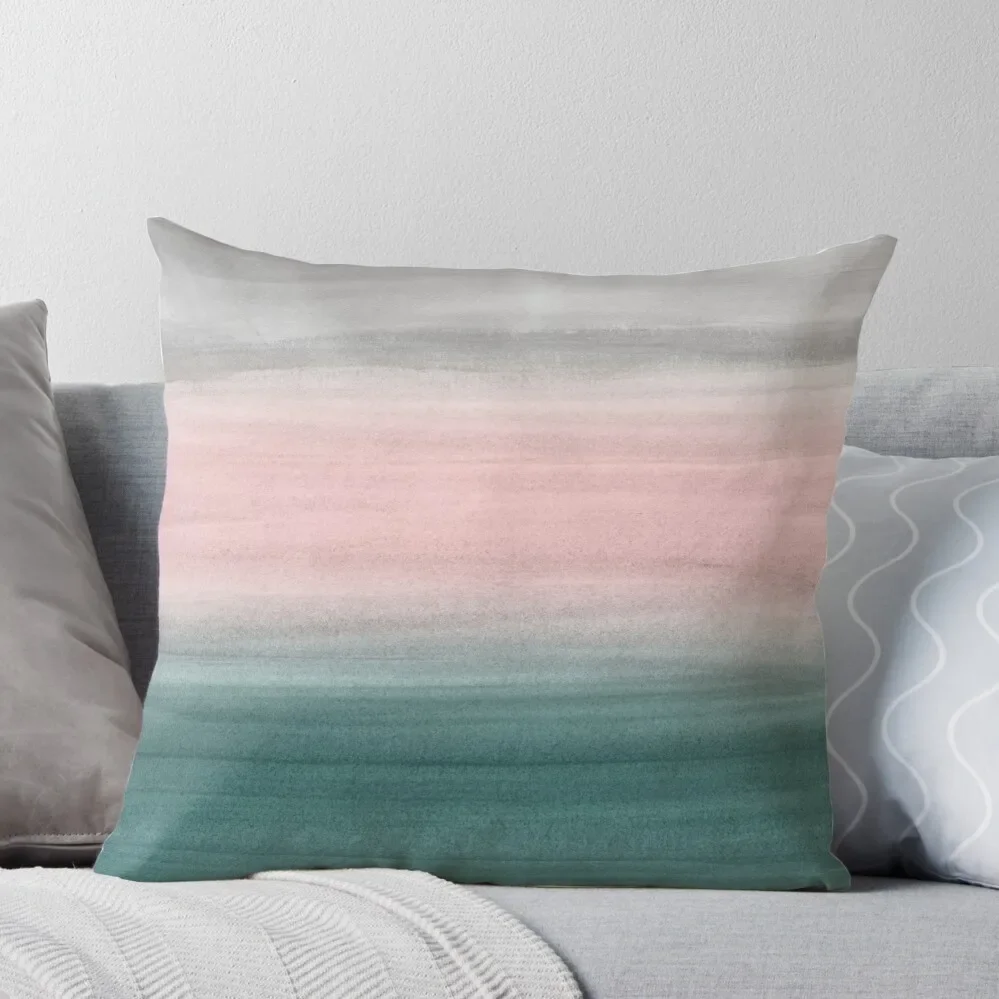 

Touching Teal Blush Gray Watercolor Abstract #1 #painting #decor #art Throw Pillow pillows decor home Cushions Cover