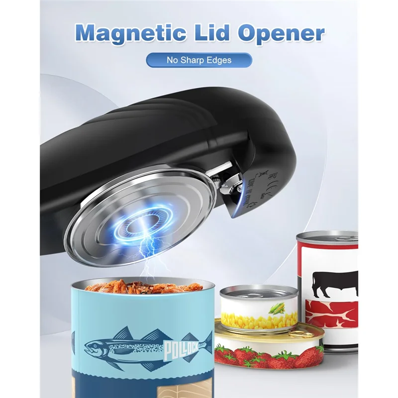Apriscatole Elettrico Automatico Akinguar – One Touch, Con Taglio Laterale A Bordo Liscio, Sicuro Per Alimenti, Per Anziani E Artritici