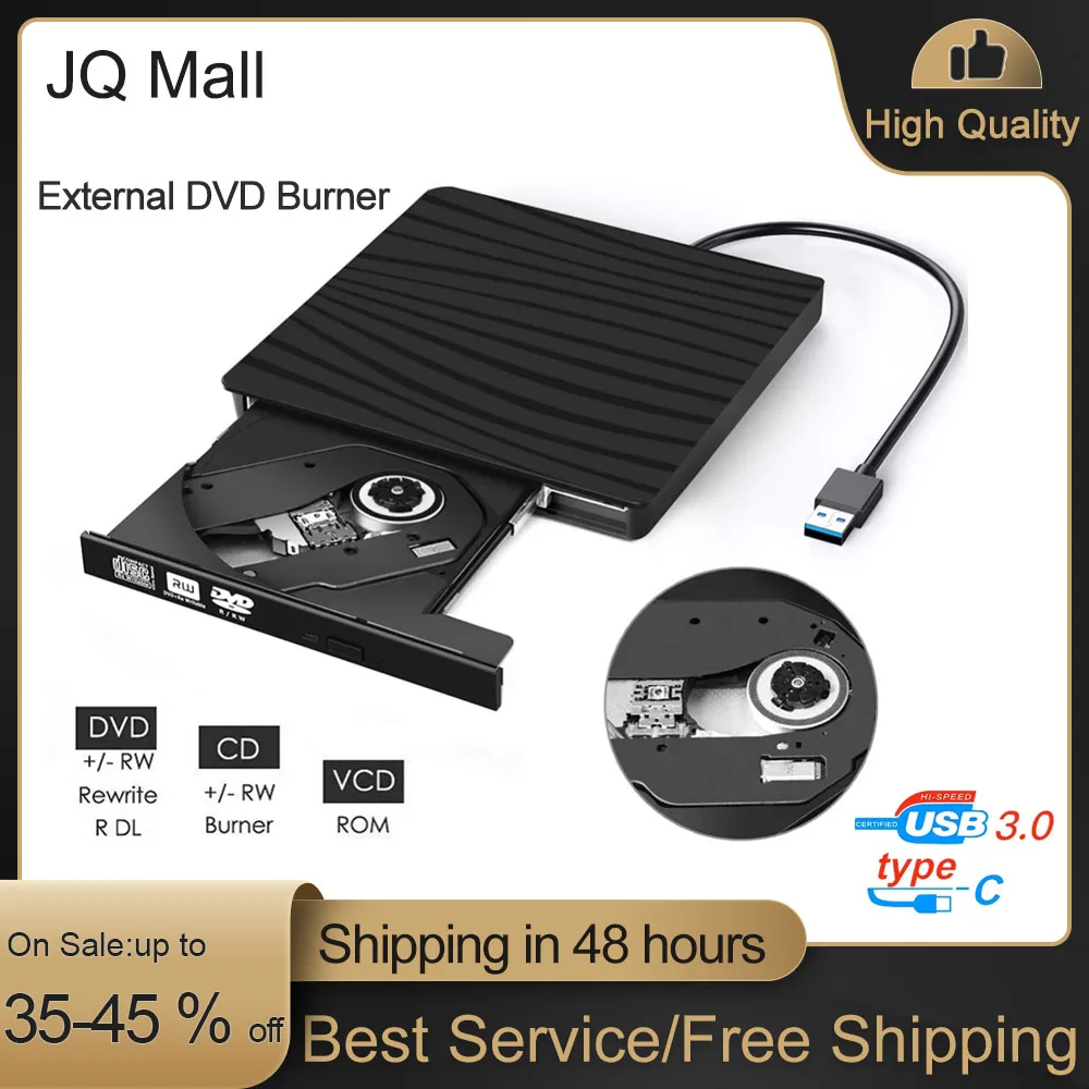 

Universal USB 3.0 Slim External DVD RW CD Writer Drive Burner Drive-free Disk Reader Player Optical Drives for Laptop PC Tablet