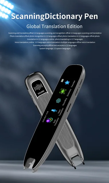 Penna Scanner Digitale OCR - Traduzione 142 Lingue, Supporto Dislessia, Lettura Vocale, Touch Screen 3.7"