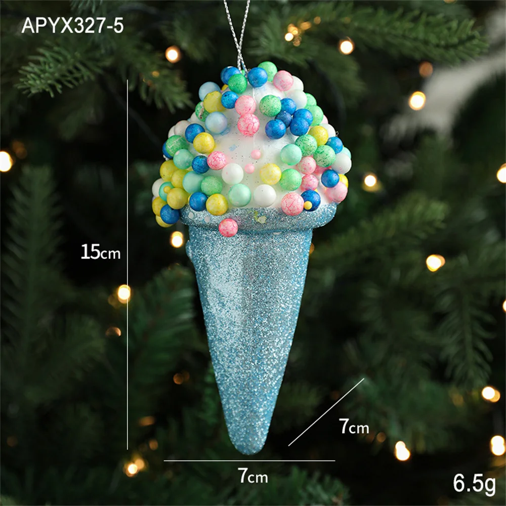 thumbnail image 1 of Adorno navideño creativo con forma de piruleta y cono de helado, colgante para árbol de Navidad, adorno colgante, decoración navideña para el hogar, regalo de Año Nuevo, 1 of 5