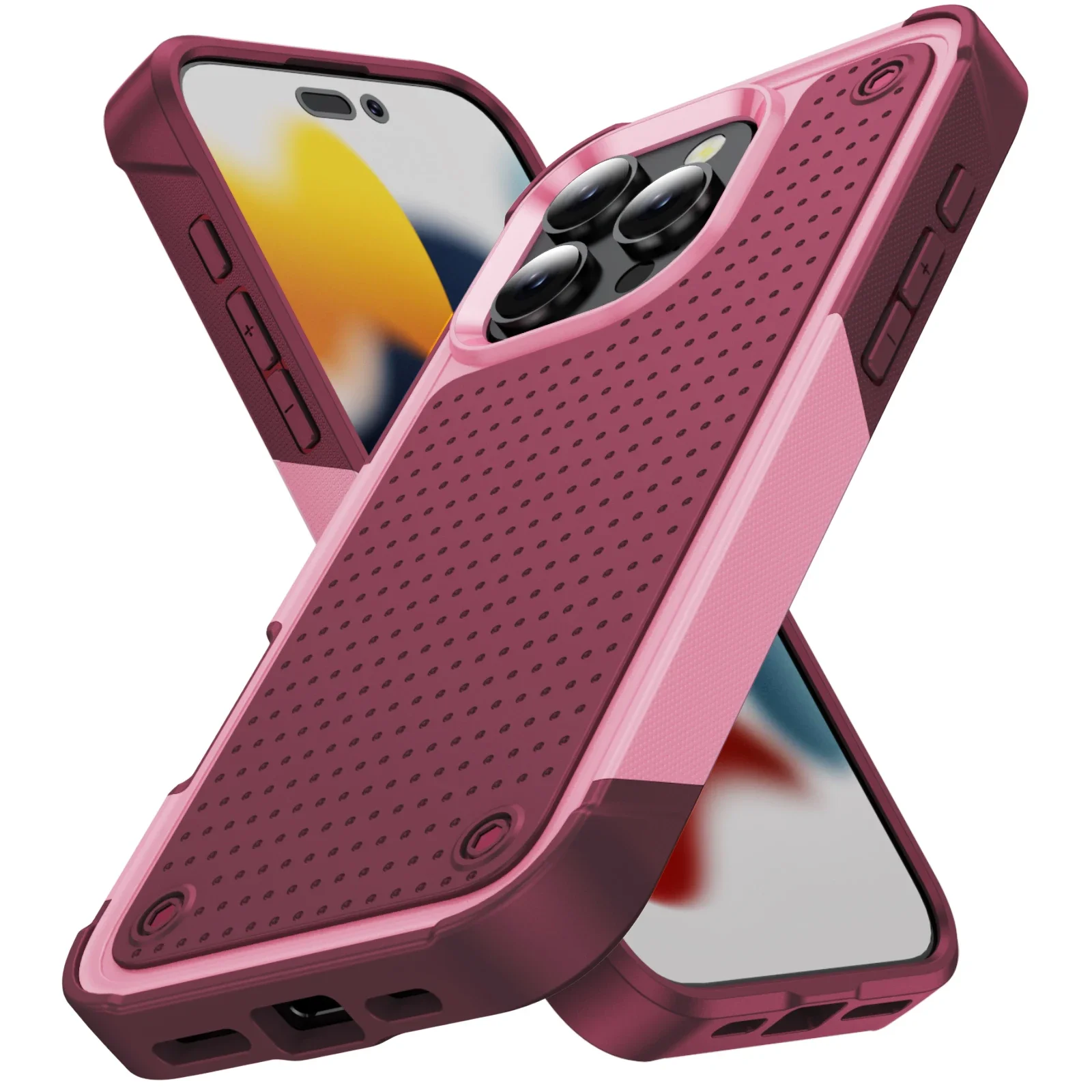 Hybrid Rugged Armor Shockproof Phone Case with Hard Plastic Frame and TPU Back Cover