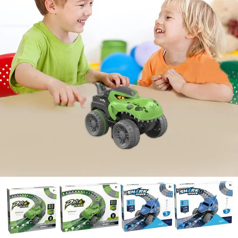 DIY Car Track Playset Track Cars Flexible Track Playset Toy Car For Kids Dinosaur World Road Race Christmas Birthday Gifts Toys